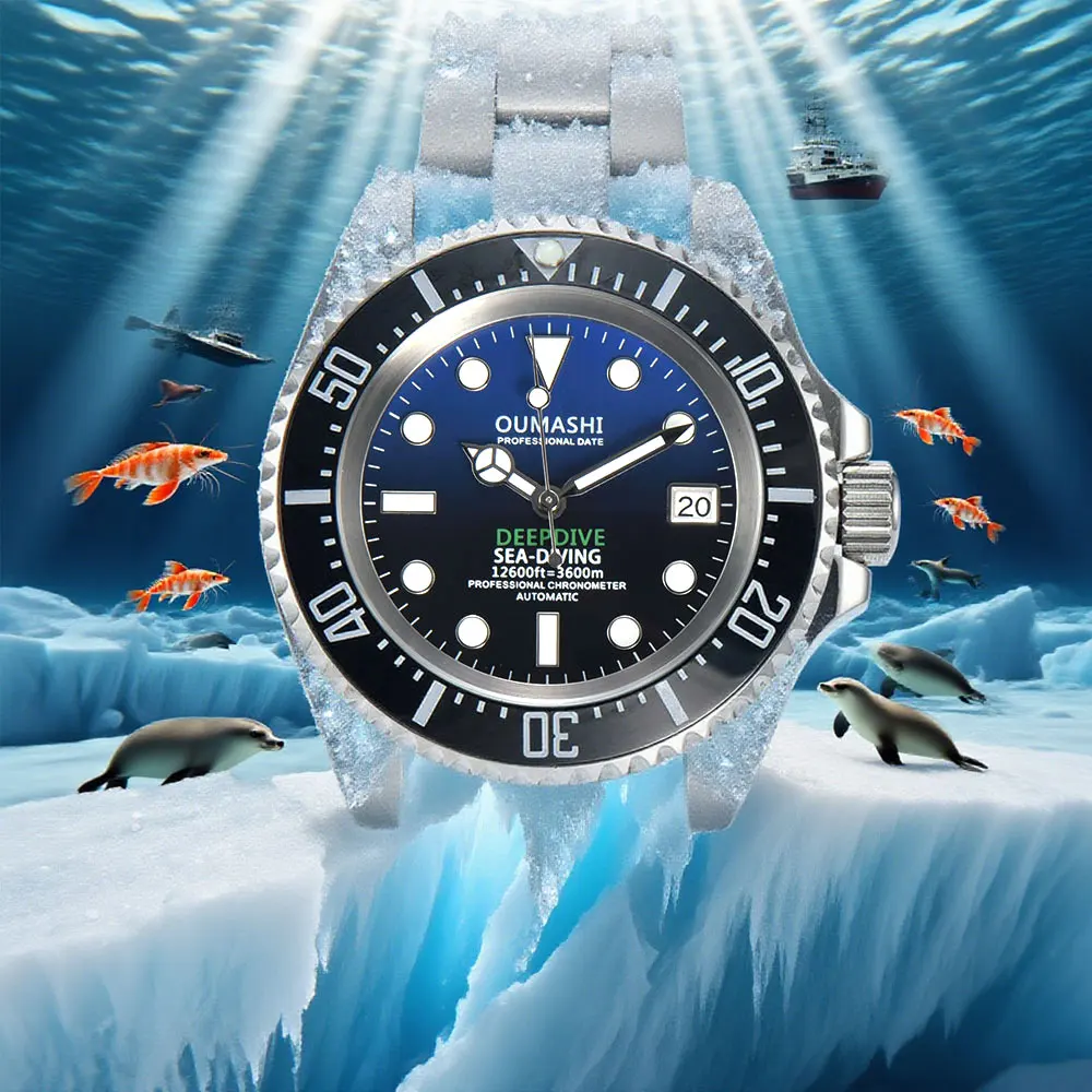 Luxury Custom Watch NH35 Movement Automatic Mechanical Watch Sapphire Glass Business Deep-Sea Watch Stainless Steel Strap
