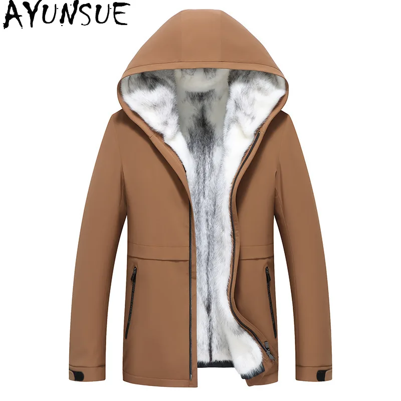 AYUNSUE Thicked Men Real Fur Coat Natural Mink Fur Liner Winter Jacket for Men Clothing High Quality Fourrure Véritable Homme