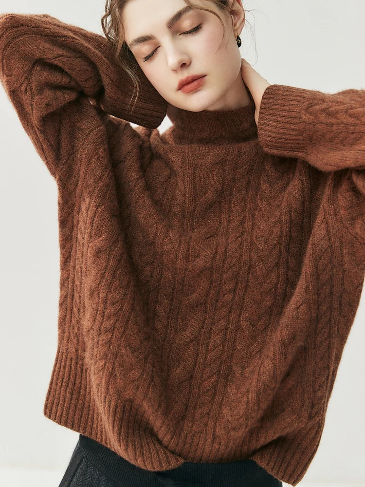 

TLOML новый женский свитер из 100% кашемира с воротником-стойкой, пуловер с длинными рукавами, осень-зима, мягкий теплый повседневный трикотаж, одежда