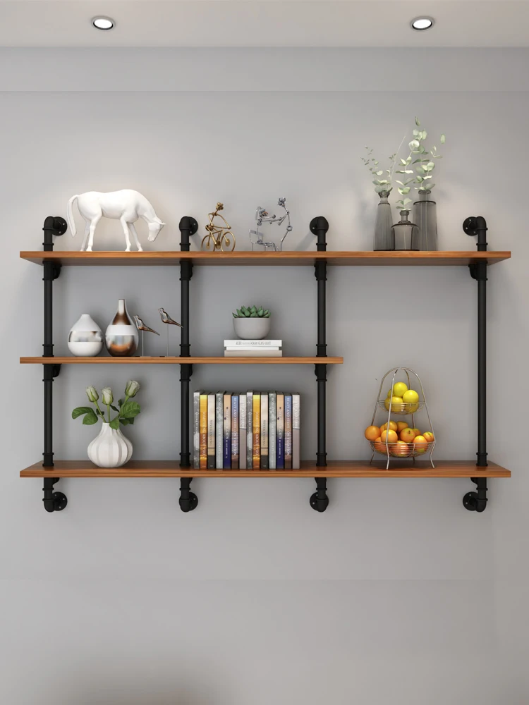 Wall shelf living room wall hanging multi-layer storage retro wall hanging bookshelf dining room decoration