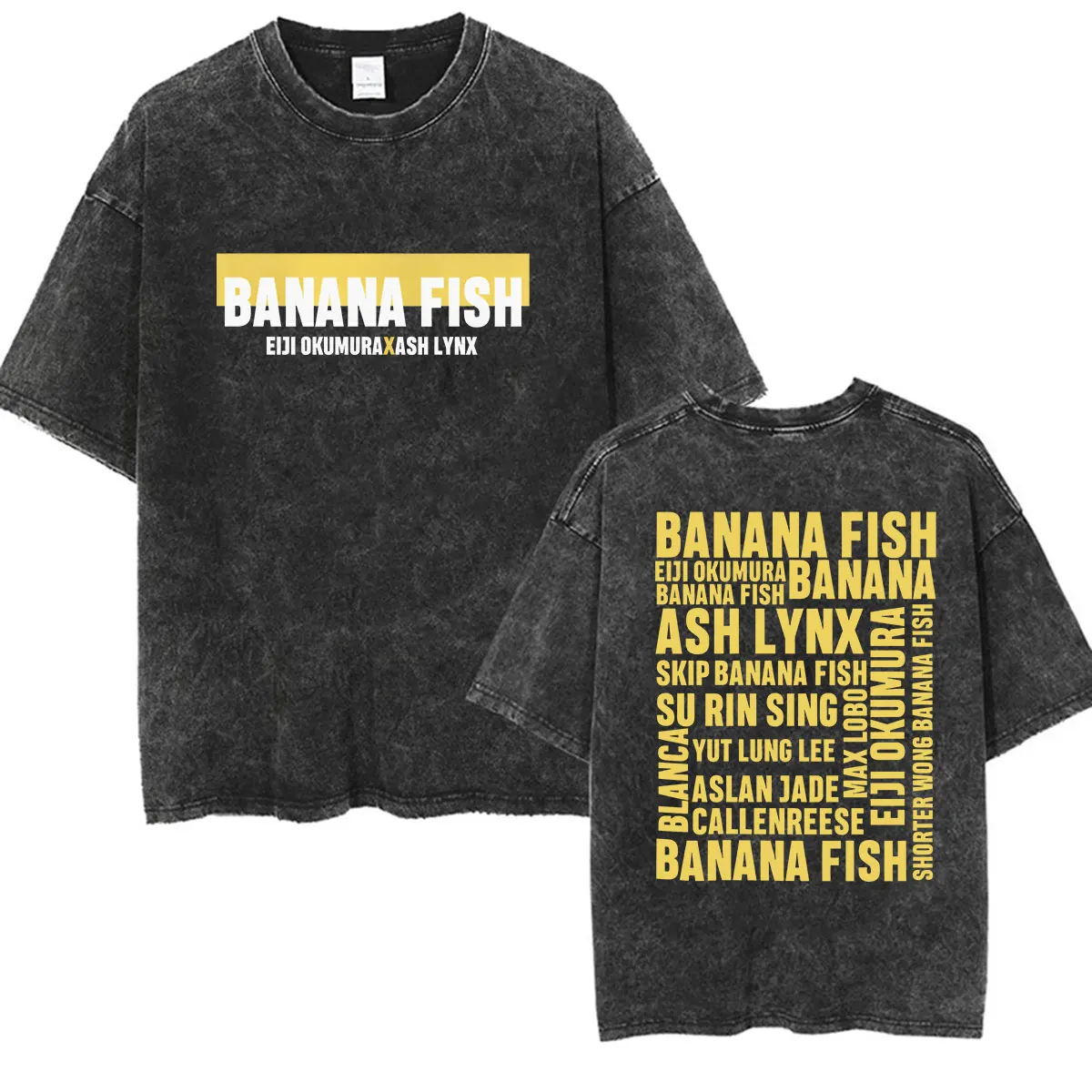 Anime Banana Fish Eiji Okumura Ash Lynx Vintage Washed T Shirts Men's Women Harajuku Clothing Fashion Oversized Cotton T-shirts