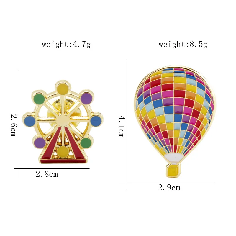 Outdoor Sports Accessories Balloon and Ferris Wheel Brooch Alloy Oil Drop Badge
