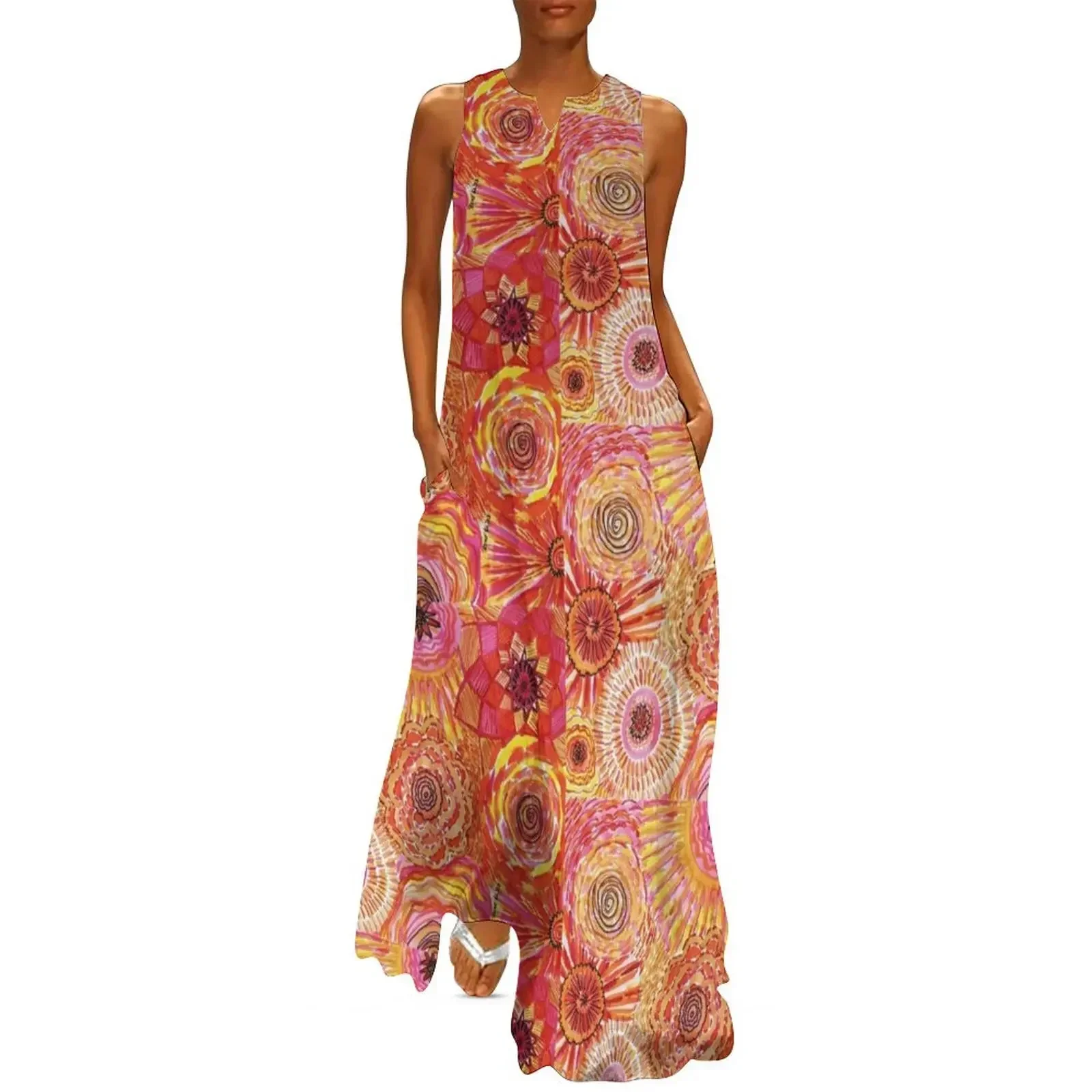 

Pink Orange Mandala Long Dress prom clothes Long dress long sleeve dress dresses for womens 2025