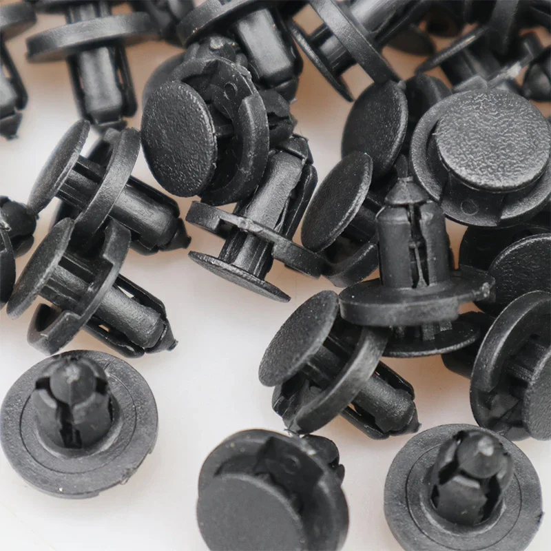 10/20/50pcs 8mm Diameter 8mm Black Plastic Auto Fasteners Rivets Clips Vehicle Car Bumper Door Panel Fender Liner Clips Retainer