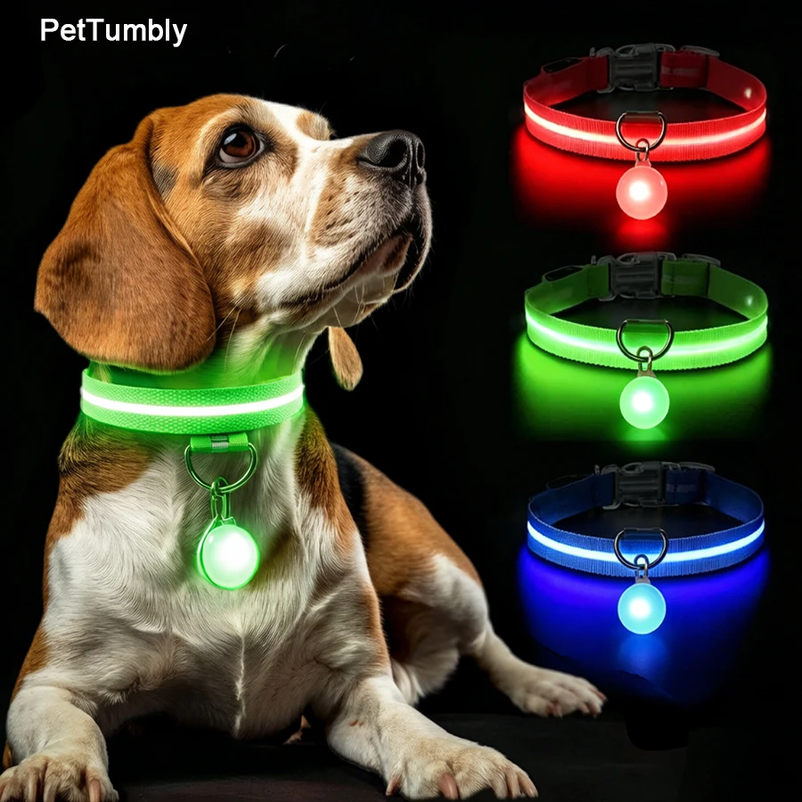 3 Modes USB Charging Dog Luminous Collars Glowing Pendants, LED Flash Light Night Collar, Pet Anti-Lost Night Safety Accessories