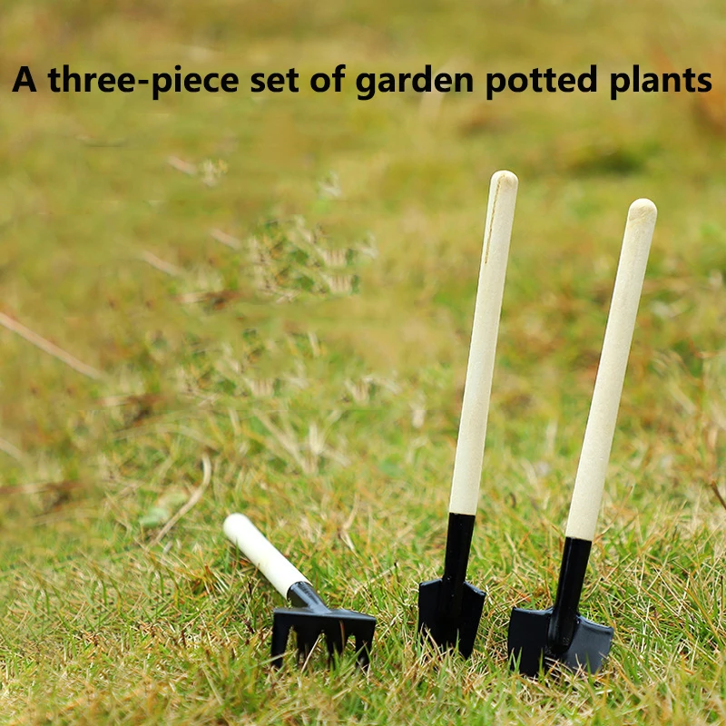 Three-piece set of garden tools: Mini shovel, suitable for outdoor soil removal, loosening and potted plant cultivation