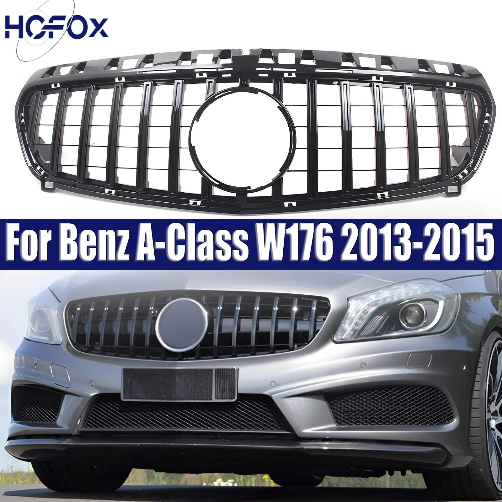 

For Mercedes-Benz A-Class W176 2013-2015 Front Grille Grill GTR Style Black