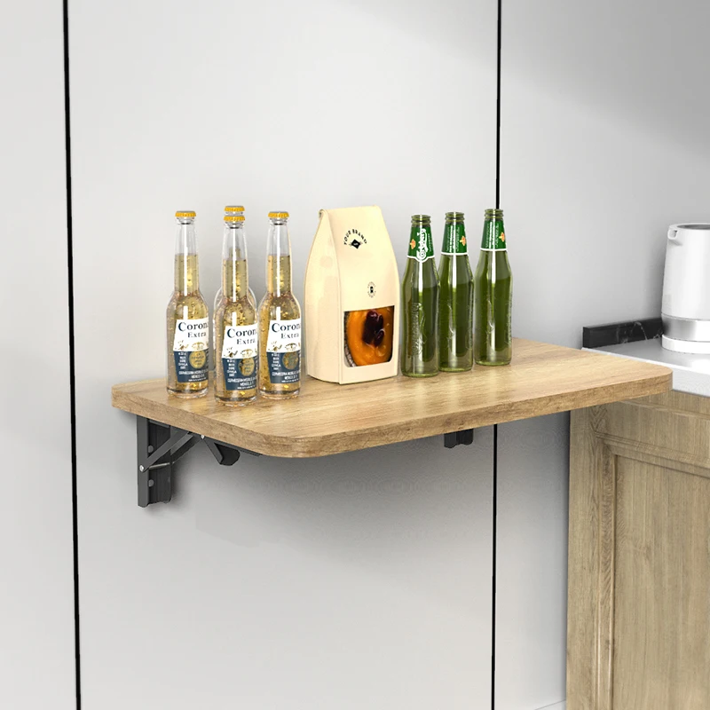 Wall-mounted foldable table board retractable solid wood small apartment by hanging wall multi-functional computer study book