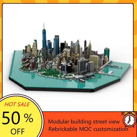 10523PCS New York City Financial District Modular MOC Creative street view Model Custom Puzzle Architecture DIY Model Toy Gifts