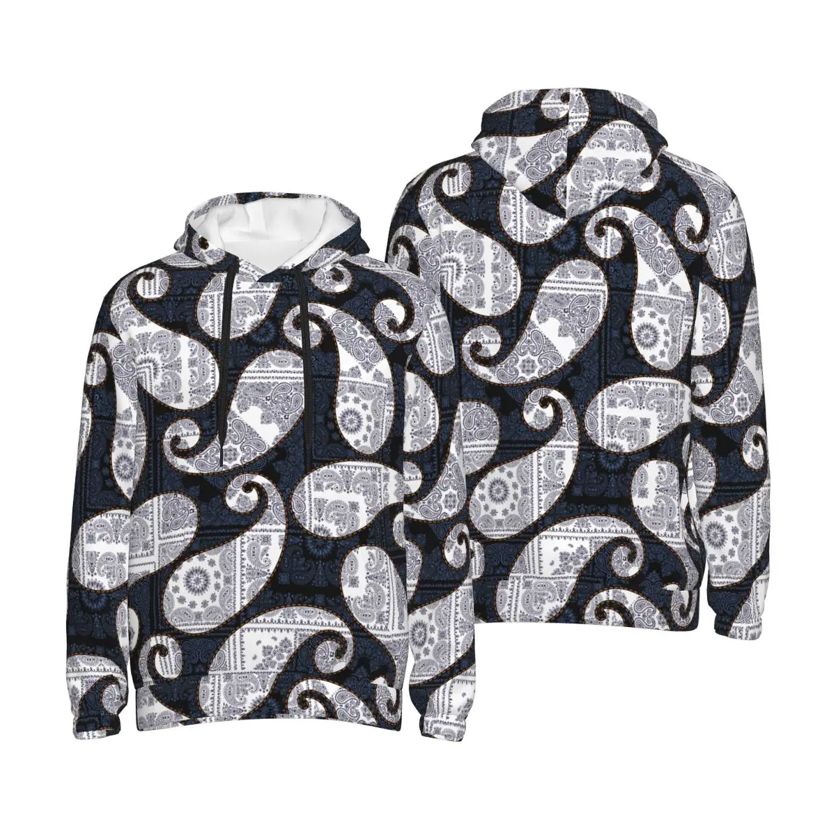 Paisley Boho 3D Print Hoodie Hooded Collar Drawstring Hoodies Bohemian Paisley Pattern Pullover Sweatshirts Long Sleeve Shirt