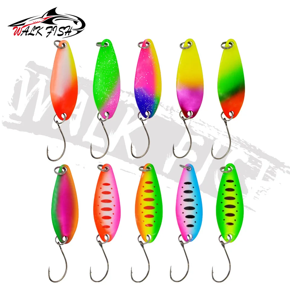 WALK FISH 1PCS New Trout Spoon Bait 5g 40mm Metal Fishing Lure With Single Hook Hard Bait Lures Trout Perch Chub Salmon