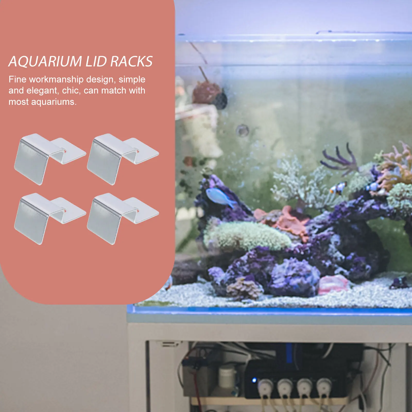 

4 Pcs Fish Tank Support Bracket Stainless Steel Sturdy Aquarium Lid Holder Glass Tank Cover Clips Rack Easy Installation