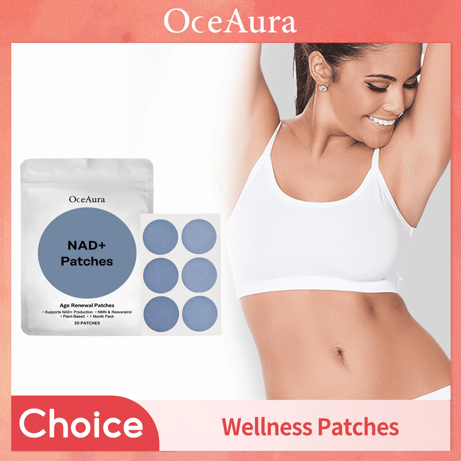 

30/60/90/120pcs NAD Patches Anti Aging Cell Regeneration Enhance Energy Immune Support Body Health NAD Supplement For Women Men