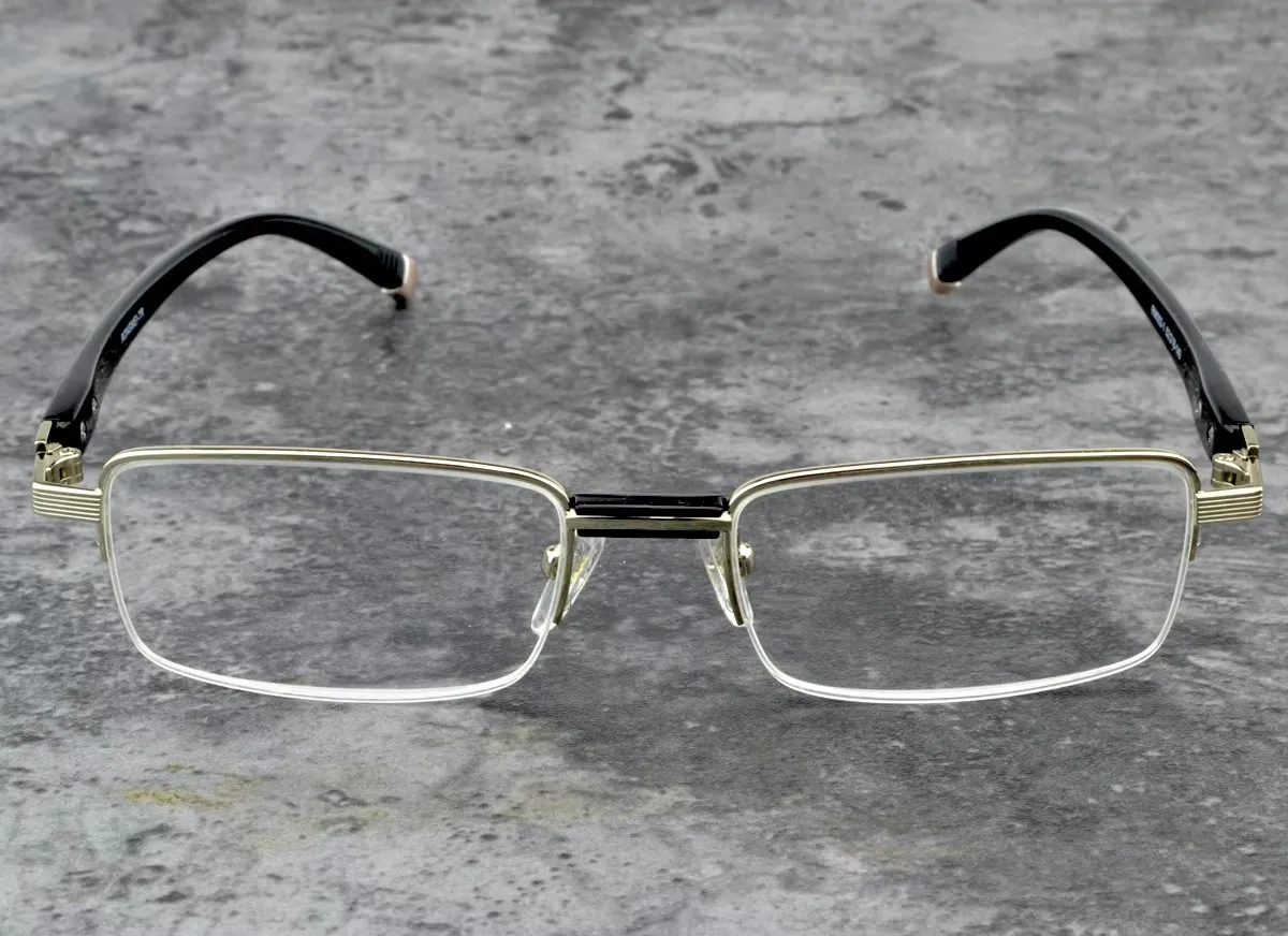 

Executive Gold Frame Readers Lightweight Titanium Half Rim Black Accented Modern Reading Glasses Men Women +0.75 To +4
