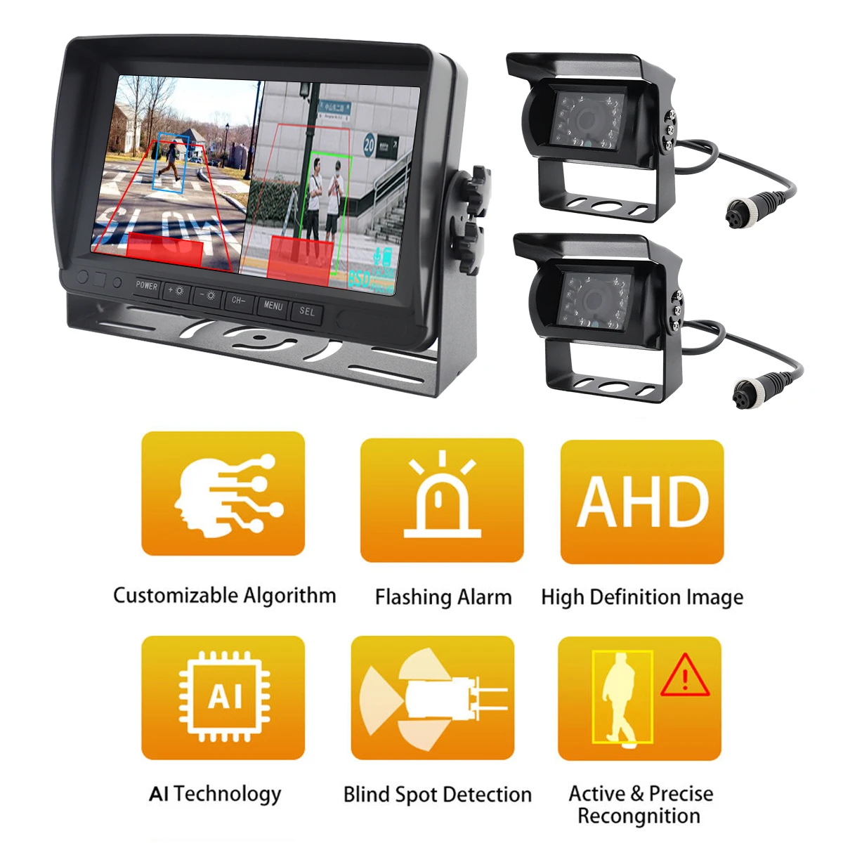YWX OEM AI BSD Blind Spot Detection System Vehicle and Pedestrian Active Detection Anti Collision Warning Forklift System
