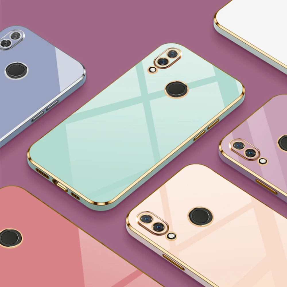For Honor 8X Case Honor View 10 Lite Phone Case JSN-L11 JSN-L21 JSN-L22 JSN-L23 Silicone Back Cove Fundas Luxury Square Plating