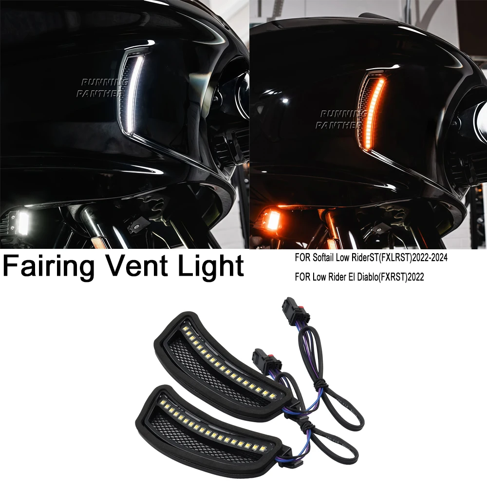 NEW Motorcycle Accessory LED Fairing Vent Lights For Harley Softail Low Rider ST FXLRST Low Rider El Diablo FXRST 2022-2024