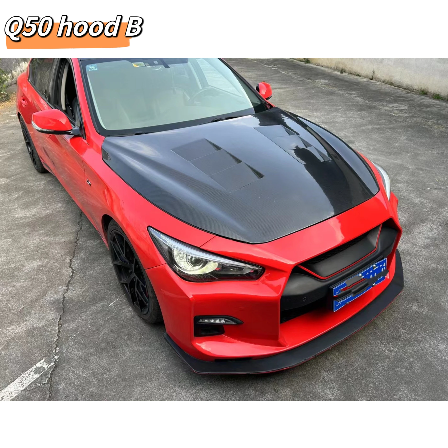 TS Style V2 Carbon Fiber Hood For Infiniti Q50 2014+ Engine Cover Real Carbon Fiber Honeycomb Car Hood Bonnet Cover