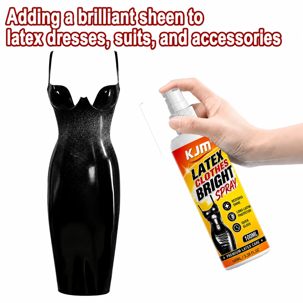 KJM Rubber Latex Garment Gloss Spray Surface Luster Restorer Brightening Polish for Cosplay Latex Outfit Apparel Maintenance
