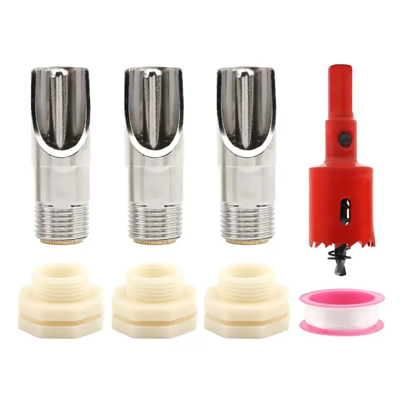 ABKY-Pig Nipple Waterer For Drinkers& Feeders, Includes Hole Opener& PTFE Tapes- Water Tank Connection Kit Connector