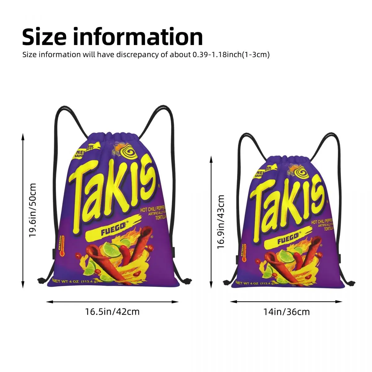 Cartoon Snack Print Drawstring Backpack Sports Gym Sackpack Taki String Bag for Exercise