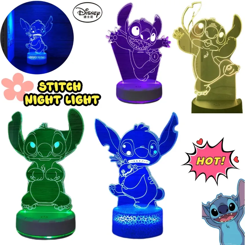 

Милая настольная лампа Disney Stitch в стиле аниме, креативный сенсорный 3D ночник с героями мультфильмов, подарки на день рождения для подруг и друзей