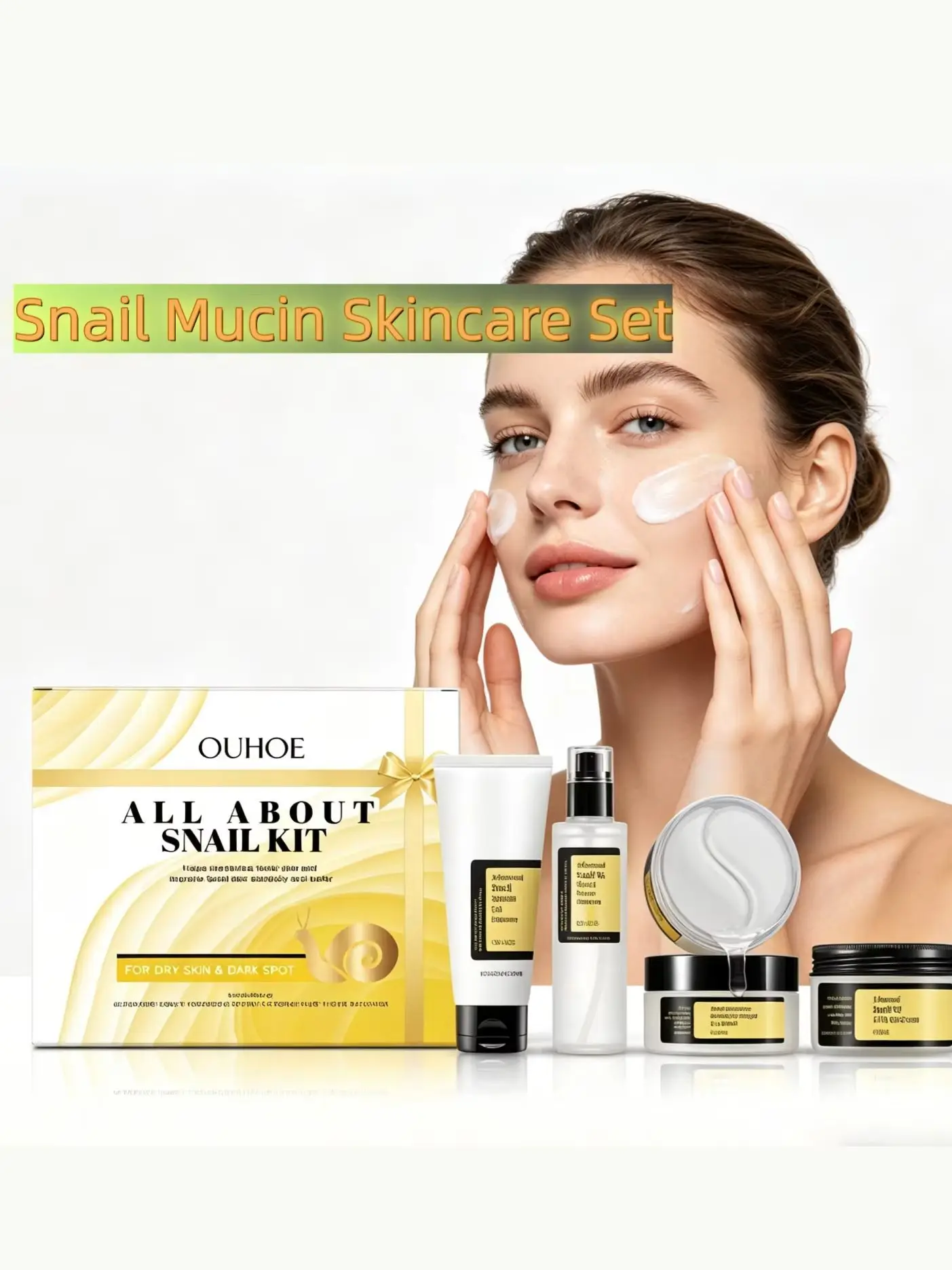 Snail Mucin Skincare Set-Complete 4-Step Glow Routine,Natural Snail Mucin Power&Hydration Barrier,Hydrogel Eye Mask Relief,Gift Packaging