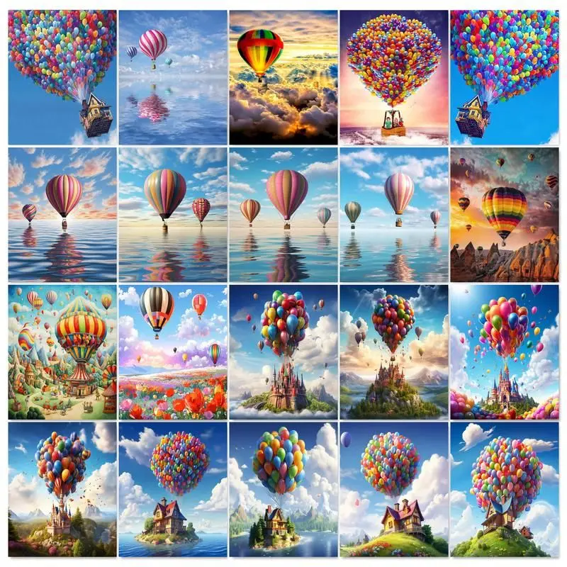 

GATYZTORY DIY Frame Coloring By Number Hot air balloon Kits Painting By Number Landscape Drawing On Canvas HandPainted Art Gift