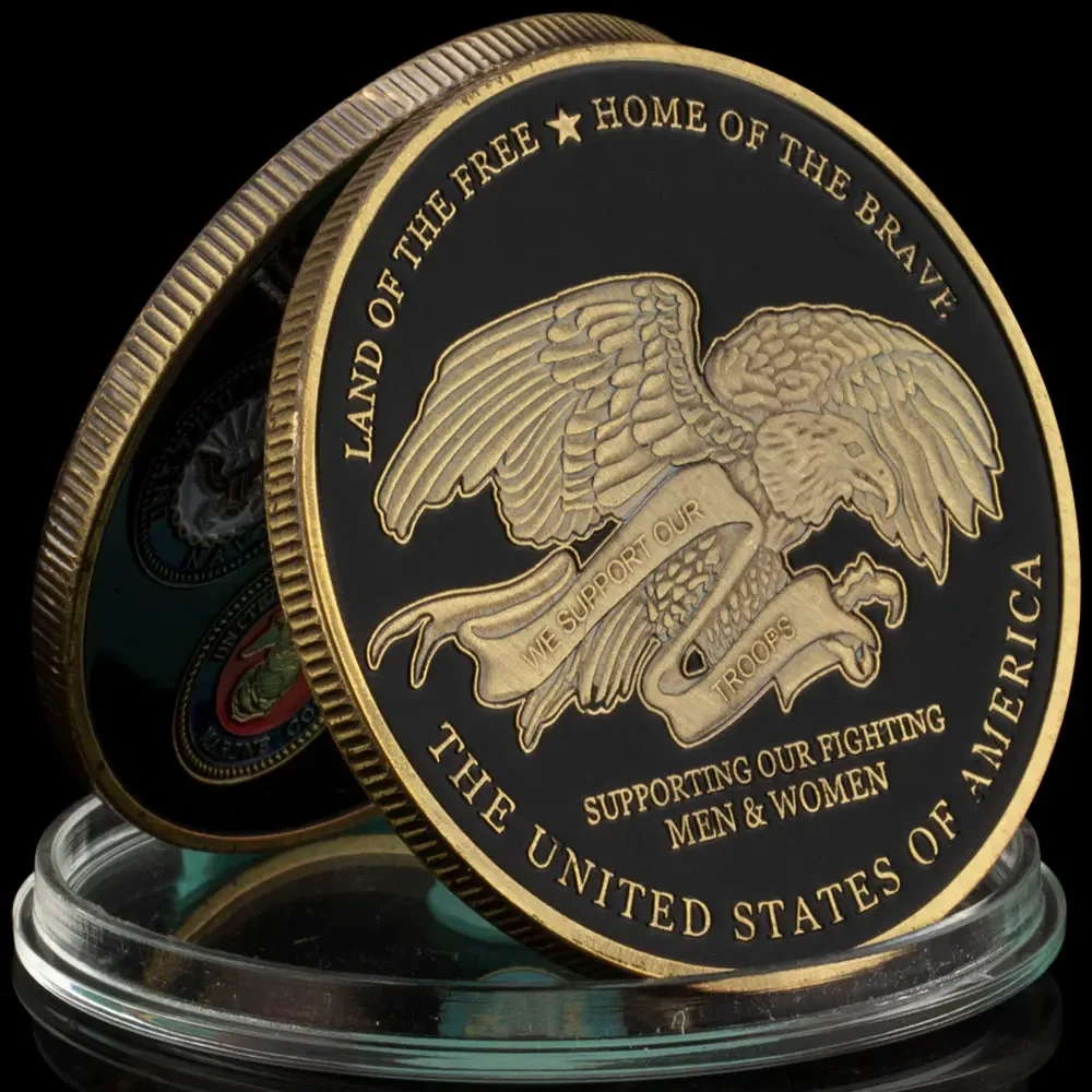 Military Coin USA Land of The Free Home of The Brave Souvenir Collection Art Black Copper Plated 40mm Challenge Coin