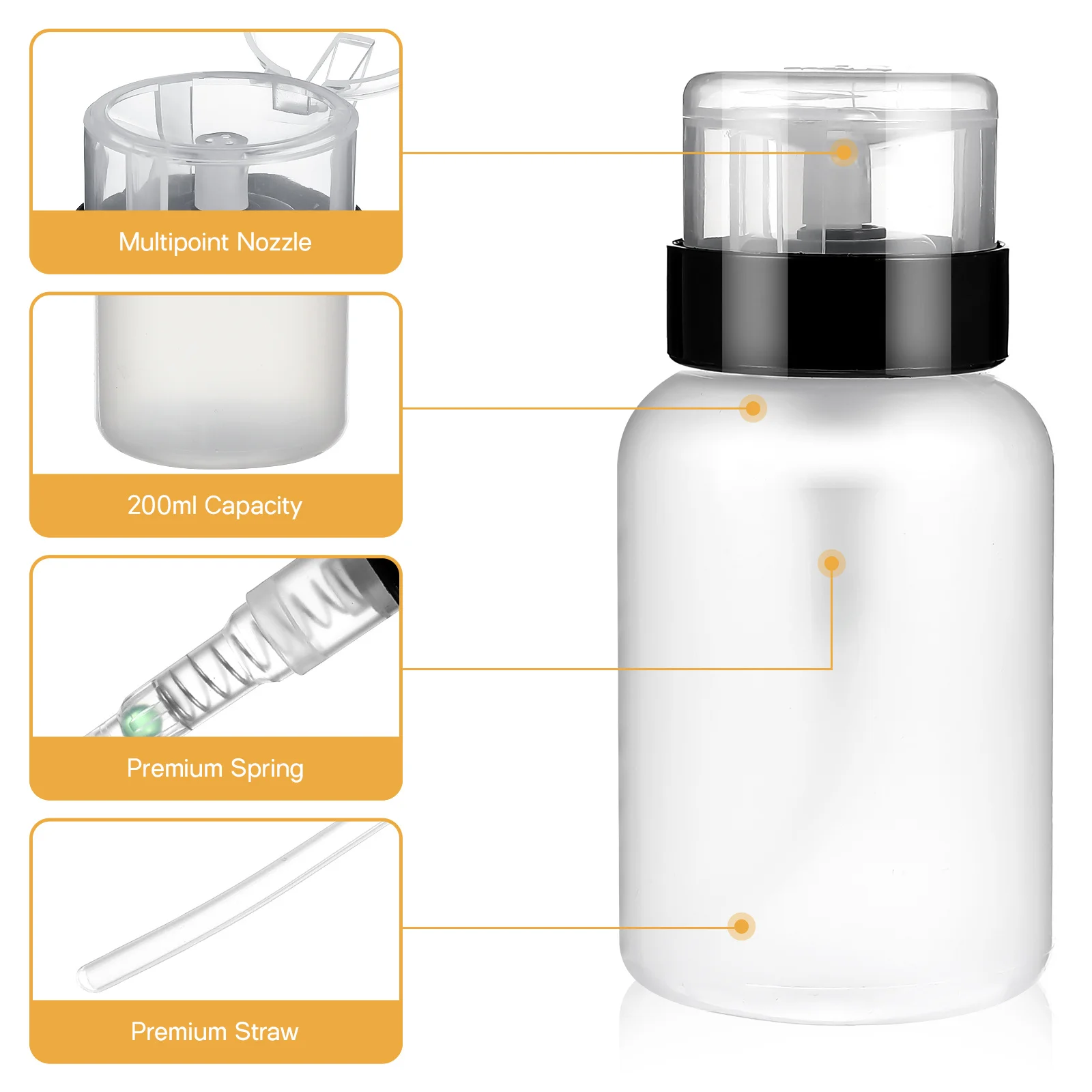 2 قطعة مجموعة زجاجات الاستغناء PP البلاستيك الصحافة أسفل زجاجات المضخة لمزيل طلاء الأظافر ماكياج الكحول واضح المحمولة إعادة الملء