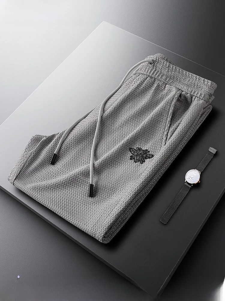 

ay Slim Fit Summer Lightweight Casual Pants Men's Soft Breathable Trousers with Dstring Youth Faion Ci Sle Sportswear