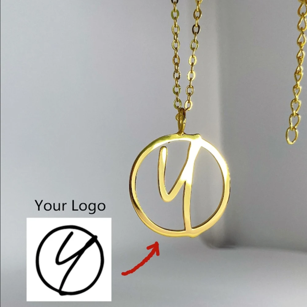 Customized logo necklace with personalized cutting of any logo/shape/icon/pattern necklace as a gift for friends