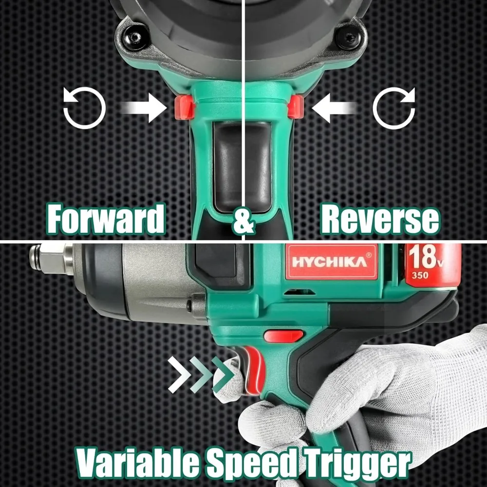 Obeng Impack Tanpa Kabel 18V, Driver Torsi Tinggi 1/2 Inci dengan Daya 350 N.m, Termasuk Baterai dan Soket untuk Pekerjaan Ban dan Baut