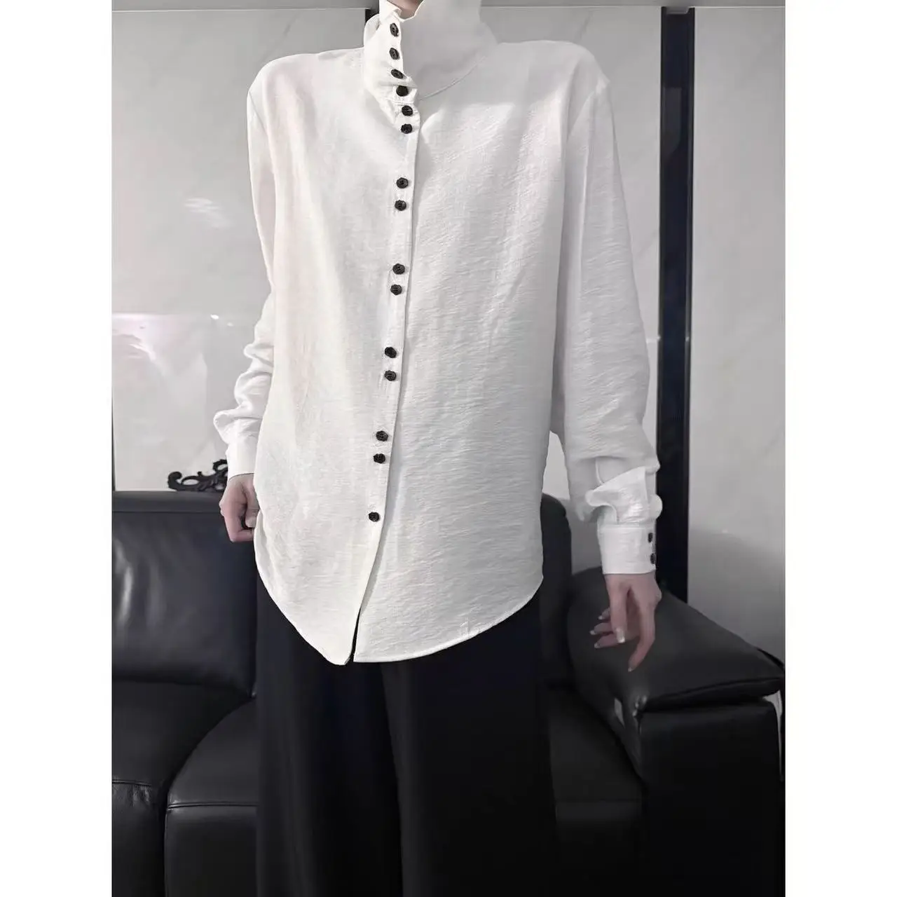 

Niche Multi Button Long Sleeved Shirt Men Women New Chinese Style Tops Pants 2Pieces Set High-end Vintage Y2K Fashion Outfits
