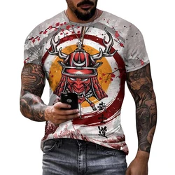 Japan Samurai 3D Graphic T Shirts Men Women  Summer Casual  T Shirts Street Hip Hop  Harajuku Style Round Neck Short Sleeve Tops