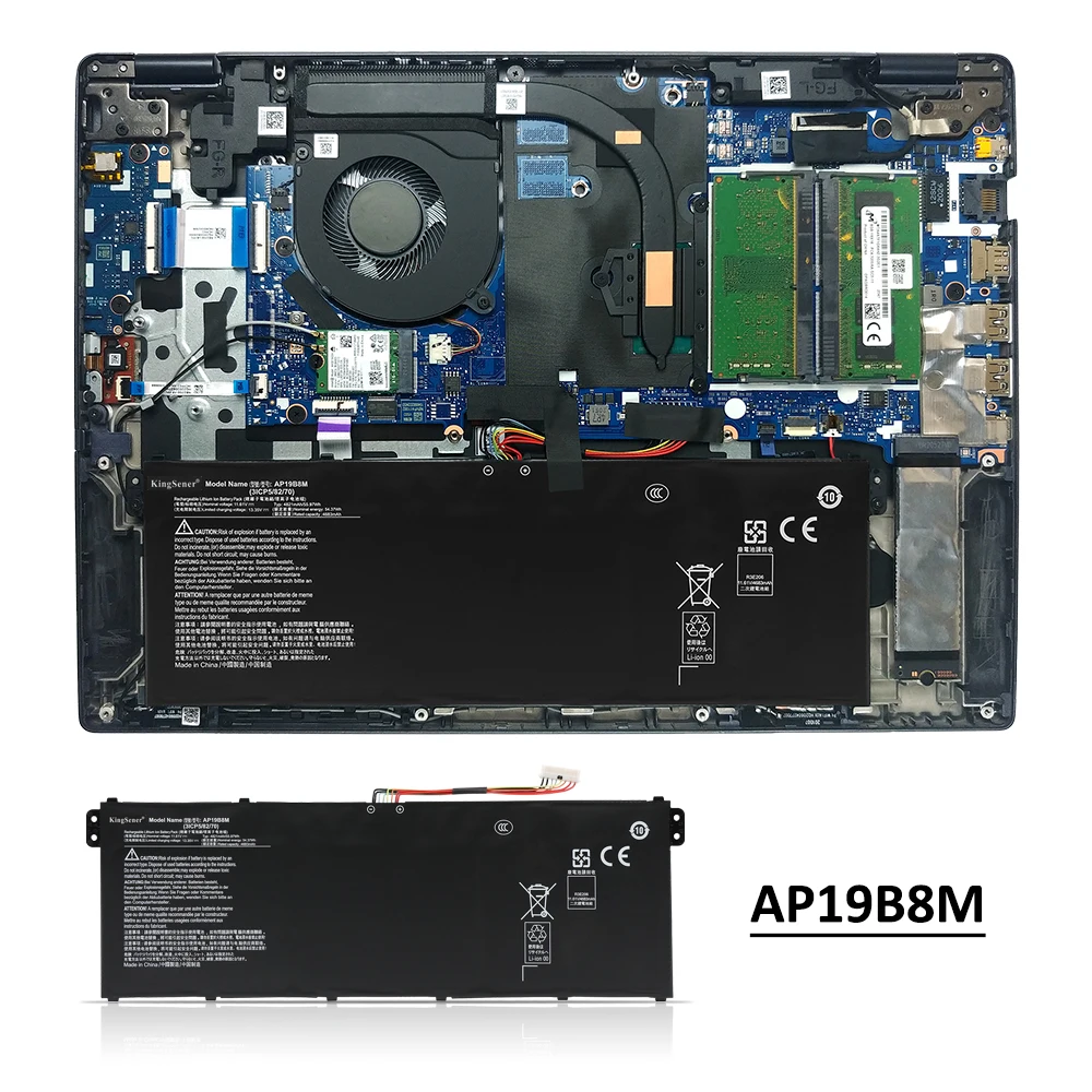 Imagem -06 - Bateria do Portátil Kingsener Ap19b8m para Acer Swift Sf31459 Série Acer Travelmate p4 Tmp414-51 Série Kt0030g024 11.61v 4821mah