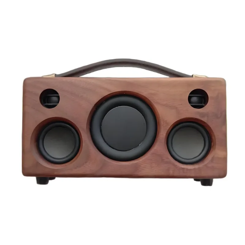 

Handmade black walnut solid wood bluetooth speaker portable outdoor retro subwoofer high quality wooden small stereo