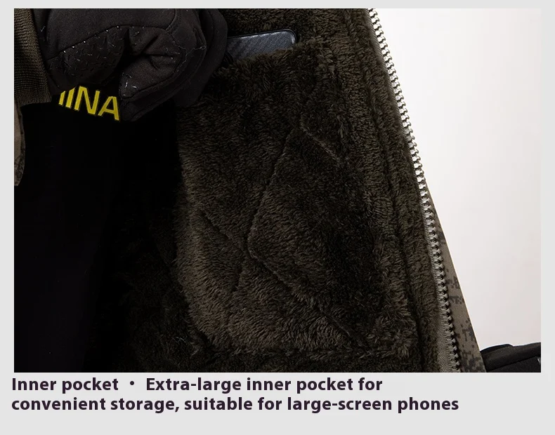 Winter wasserdichte winddichte Camouflage-Baumwolljacke für Herren, dicker, warmer, mit Samt gefütterter, kalter Schutz-Arbeitsmantel – Detail 13