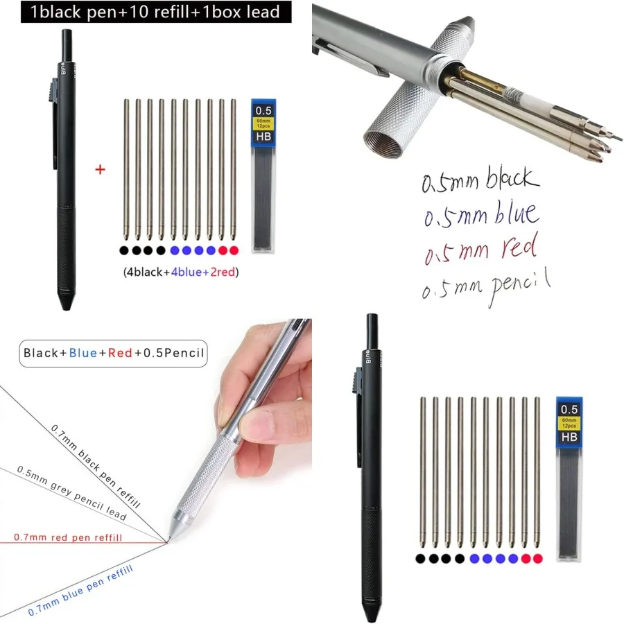 

Новая технология с датчиком силы тяжести 4 в 1, многоцветная шариковая ручка с металлическим дизайном для офиса и школы, многофункциональная ручка с