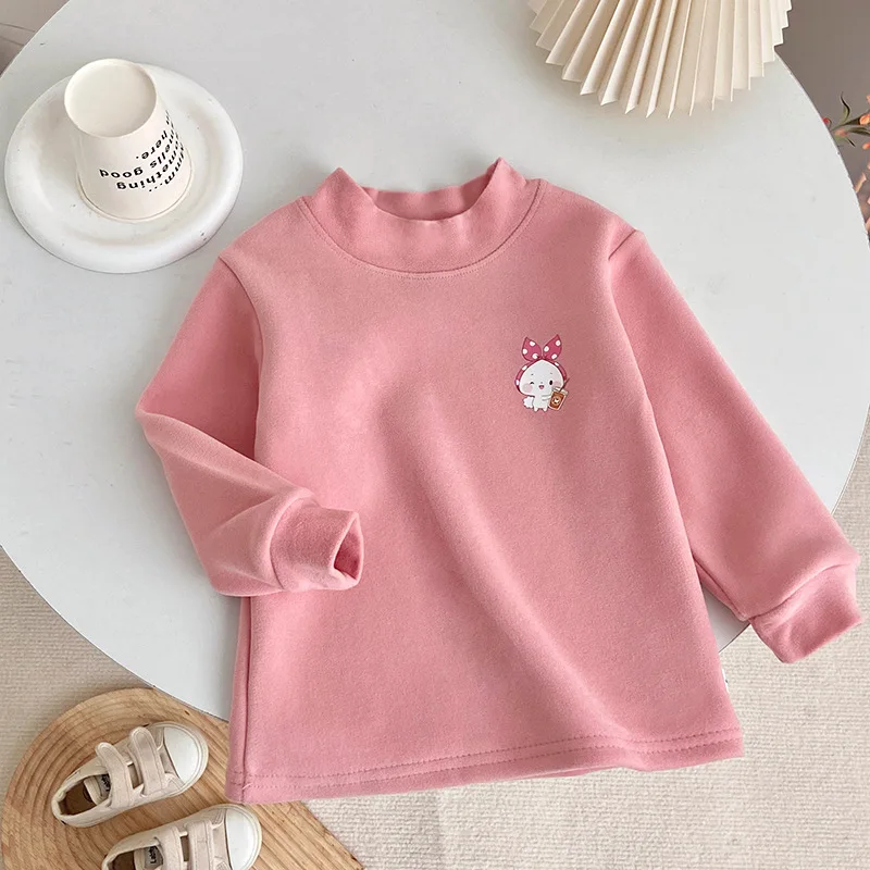 الفتيان الفتيات الكرتون طويلة الأكمام رشاقته قاع تي شيرت طفل نصف عالية طوق الدافئة قمم تي شيرت الاطفال الخريف الشتاء الملابس #5