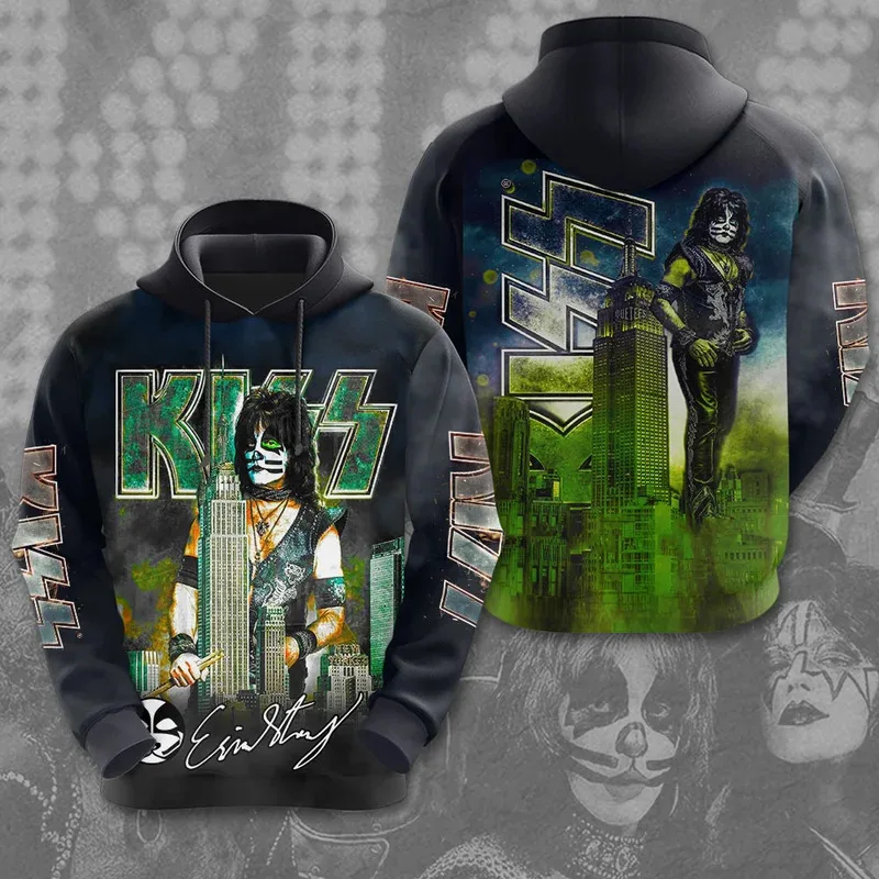 2025 Rock Band Kiss Hoodies 3Dพิมพ์ผู้ชายผู้หญิงHip Hopขนาดใหญ่Pullover Hooded Sweatshirtsแฟชั่นStreetwear Manเสื้อผ้า