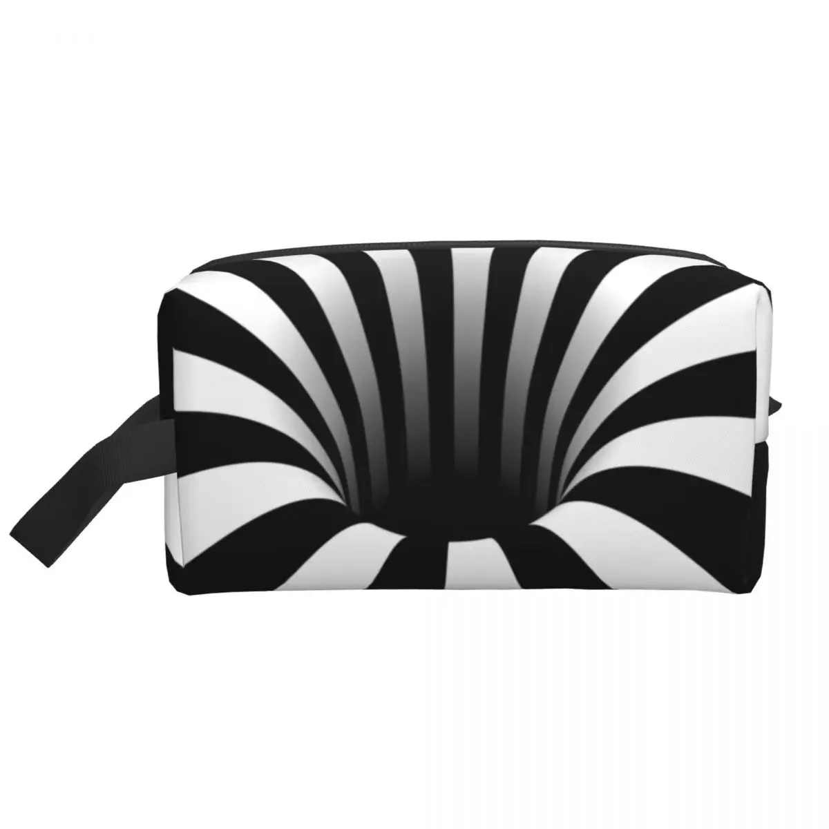 Abstract Black Hole Travel Toiletry Bag Optical Illusion Black And White Lines Makeup Cosmetic Organizer Beauty Storage Dopp Kit