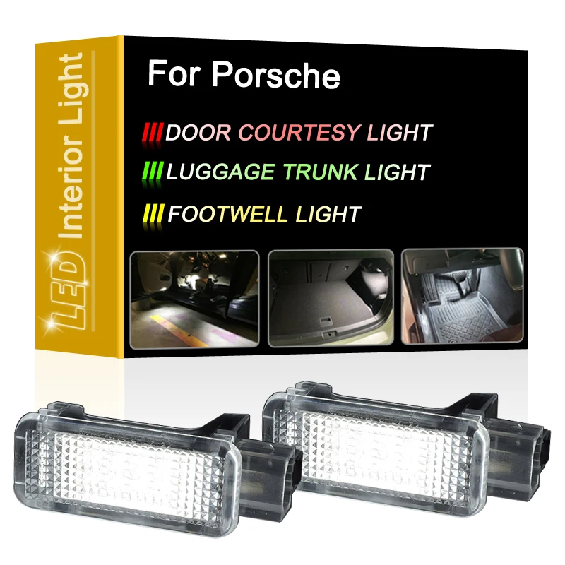 12V LED Interior Lamp For Porsche 987 Boxster 987C Cayman 997/955/957 Carrera White Door Courtesy Luggage Trunk Footwell Light