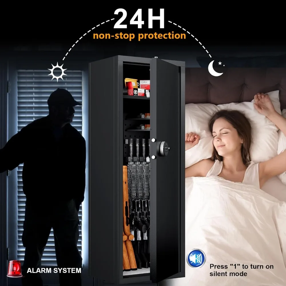 "2025 Upgraded Large Gun Safe for 10-14 Rifles - Biometric Fingerprint Lock, Removable Shelves & Pistol Storage"