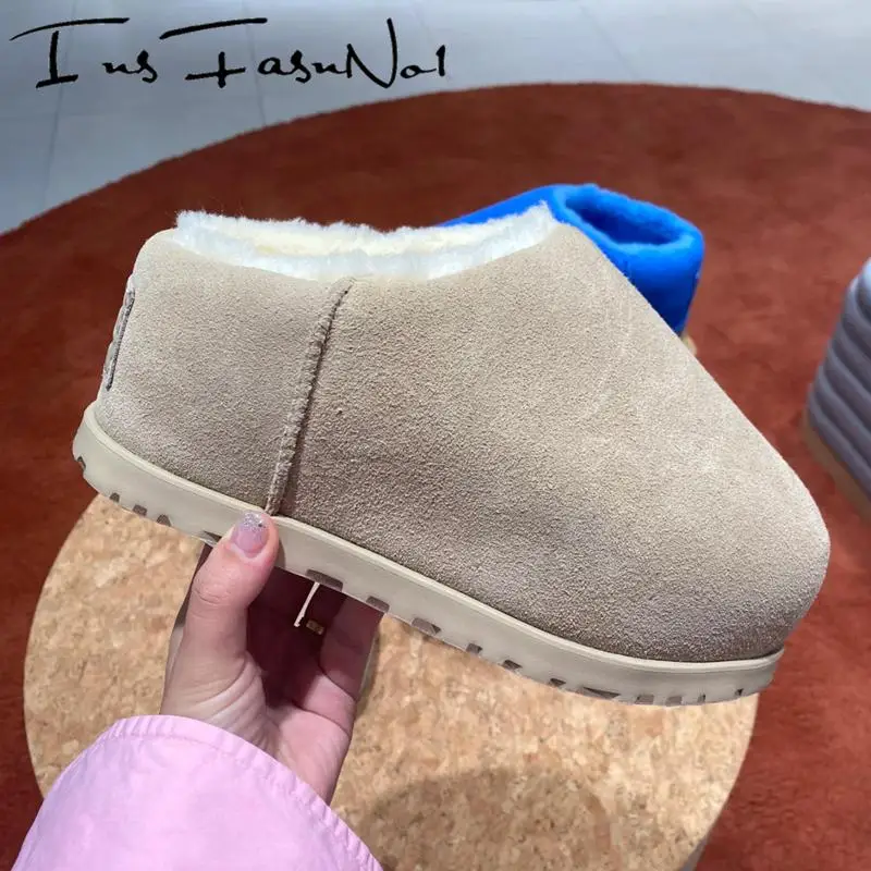 Fashion Lovely Big Round Toe Women Snow Boots Height Increasing Winter Keep Warm Ankle Boots Designer All Match Casual Shoes Ins