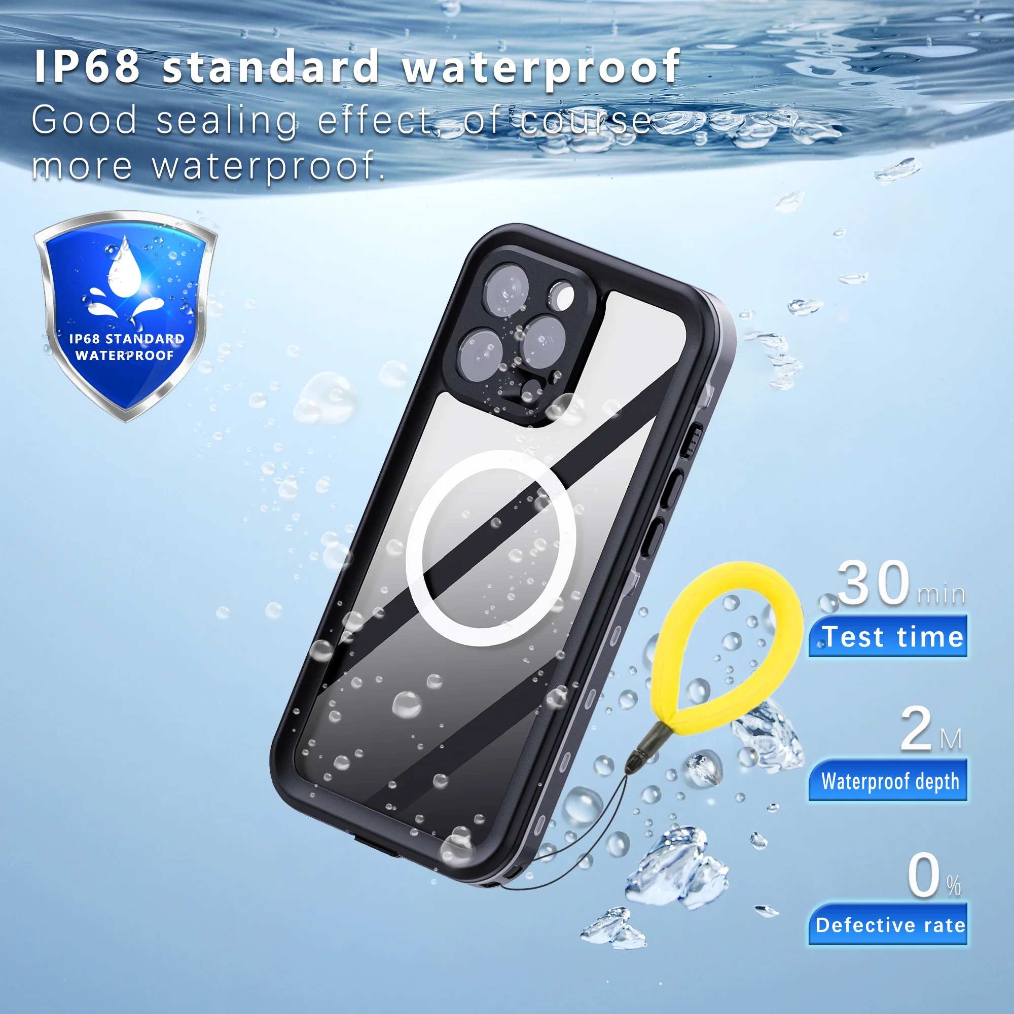 

shellbox new for iPhone 17 16 ProMax plus wireless magnetic IP68 waterproof phone case with lanyard dustproof and dropproof seal