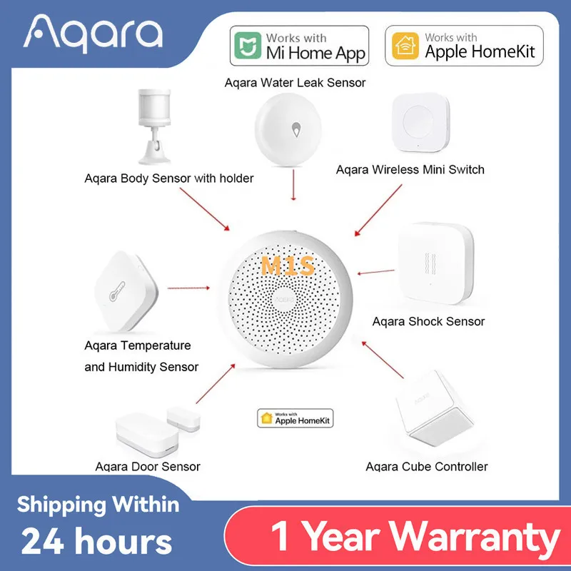 Aqara Smart Homekits Gateway Hub M1S Human Presence Sensor FP1 Aqara Door Window Sensor Temperature Humidity Vibration Sensor