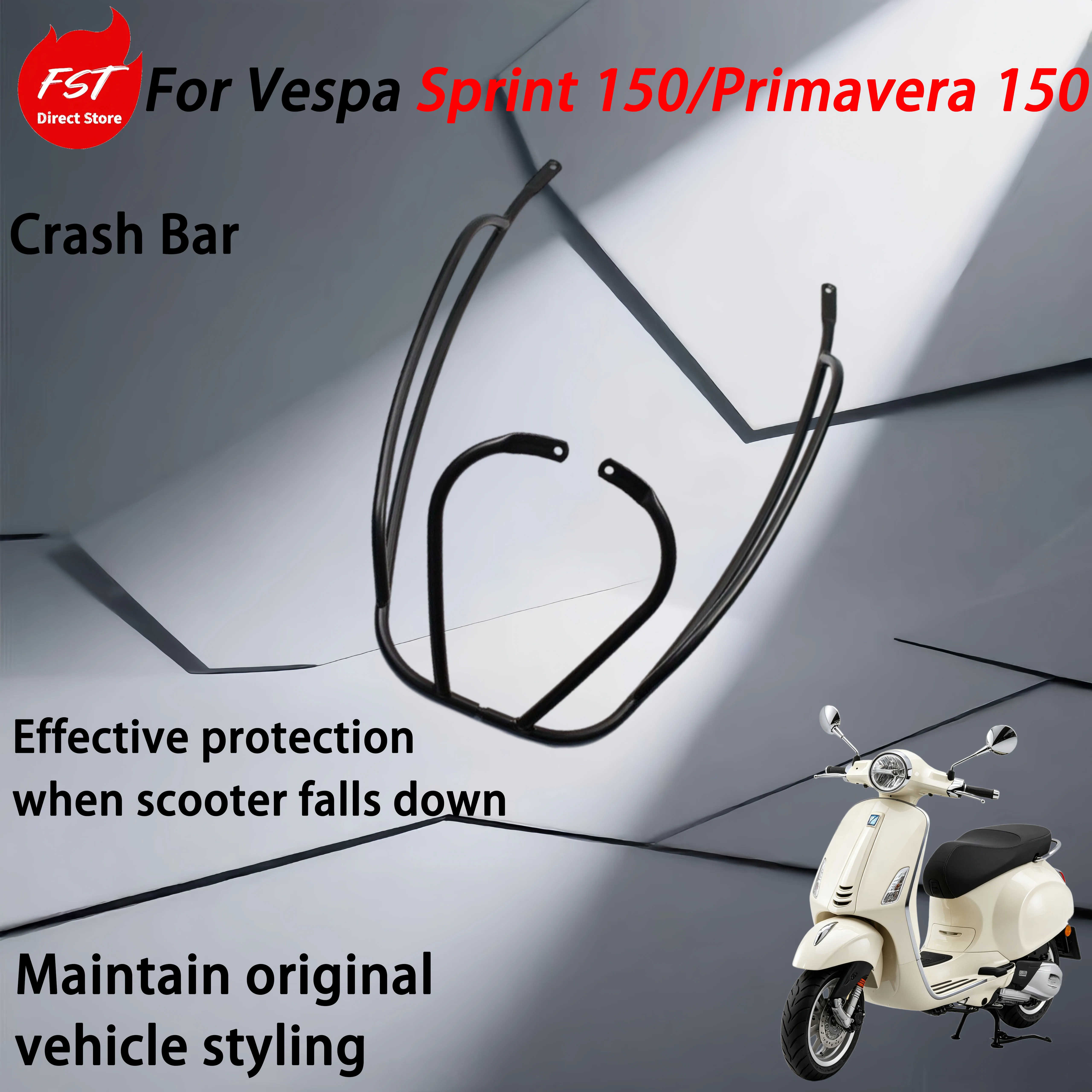 For Vespa Sprint 150/Primavera 150 modification accessories - blackened electroplated bumper for better crash protection