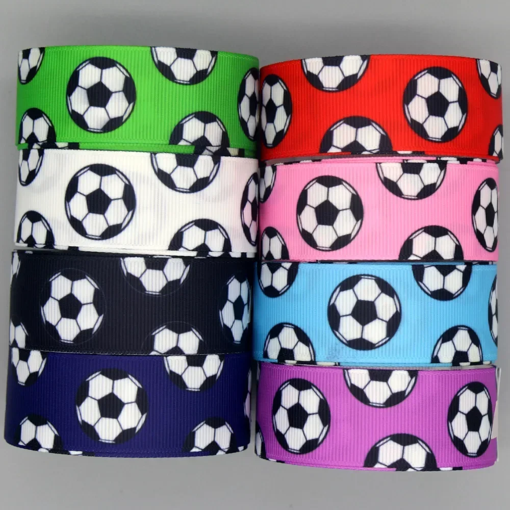 DHK 7/8\'\' 5yards Football Ball Sport Printed Grosgrain Ribbon Accessories Headwear Decoration Collar DIY Sewing Craft E2164