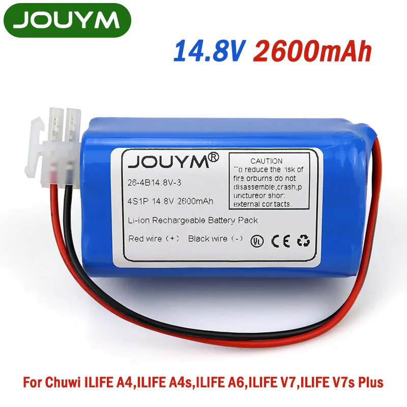 

NEW 14.8 V 2600mAh Li-ion Battery Pack For ILIFE A4 A4s A6 V7 V7s Plus V55 Pro W400 A8 A9s Robot Vacuum Cleaner 4S 18650 battery